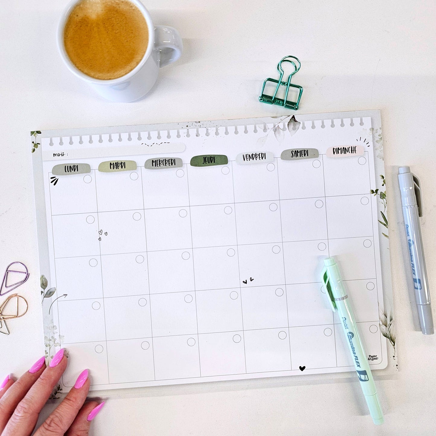 Calendrier Mensuel - Eucalyptus