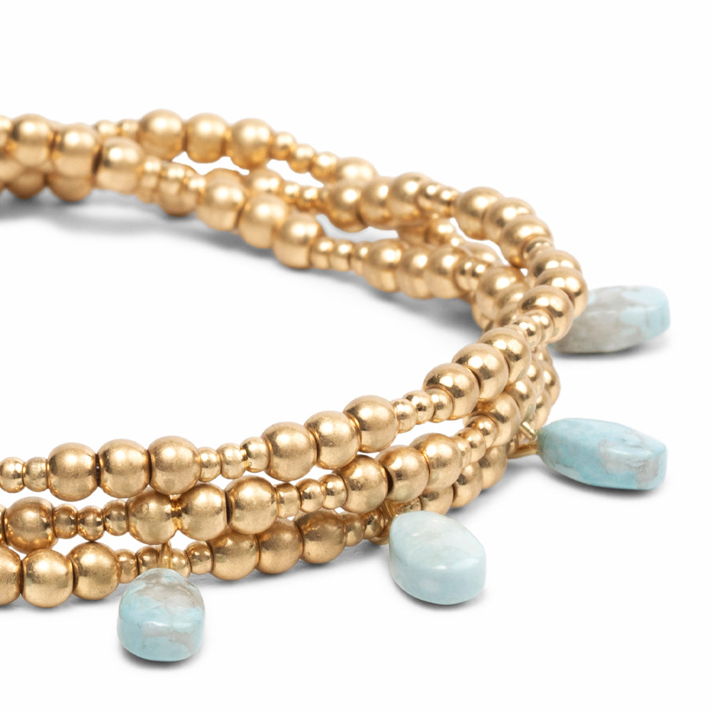 Bracelet 3 En 1 - Howlite Bleue