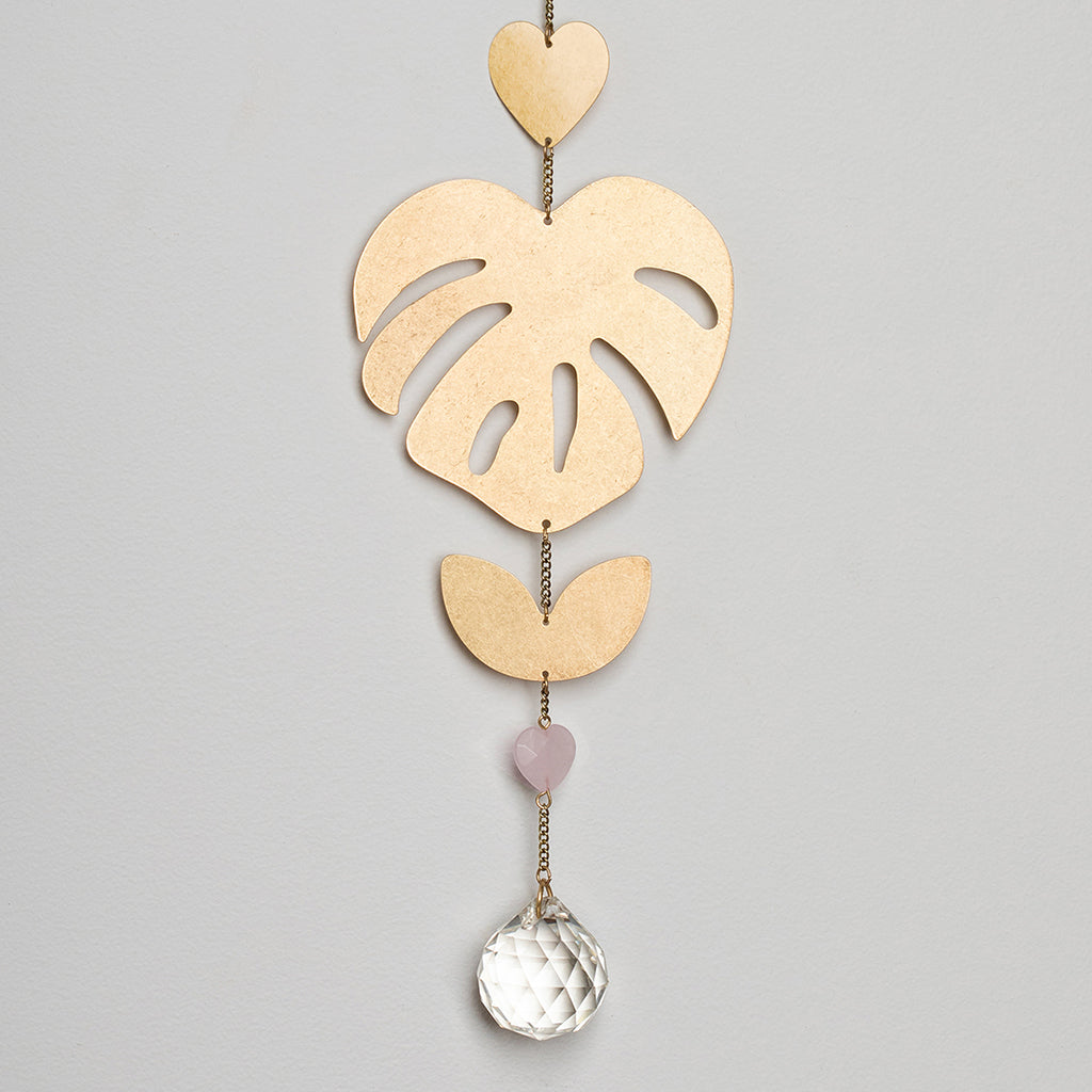 Suncatcher - Monstera & Quartz Rose