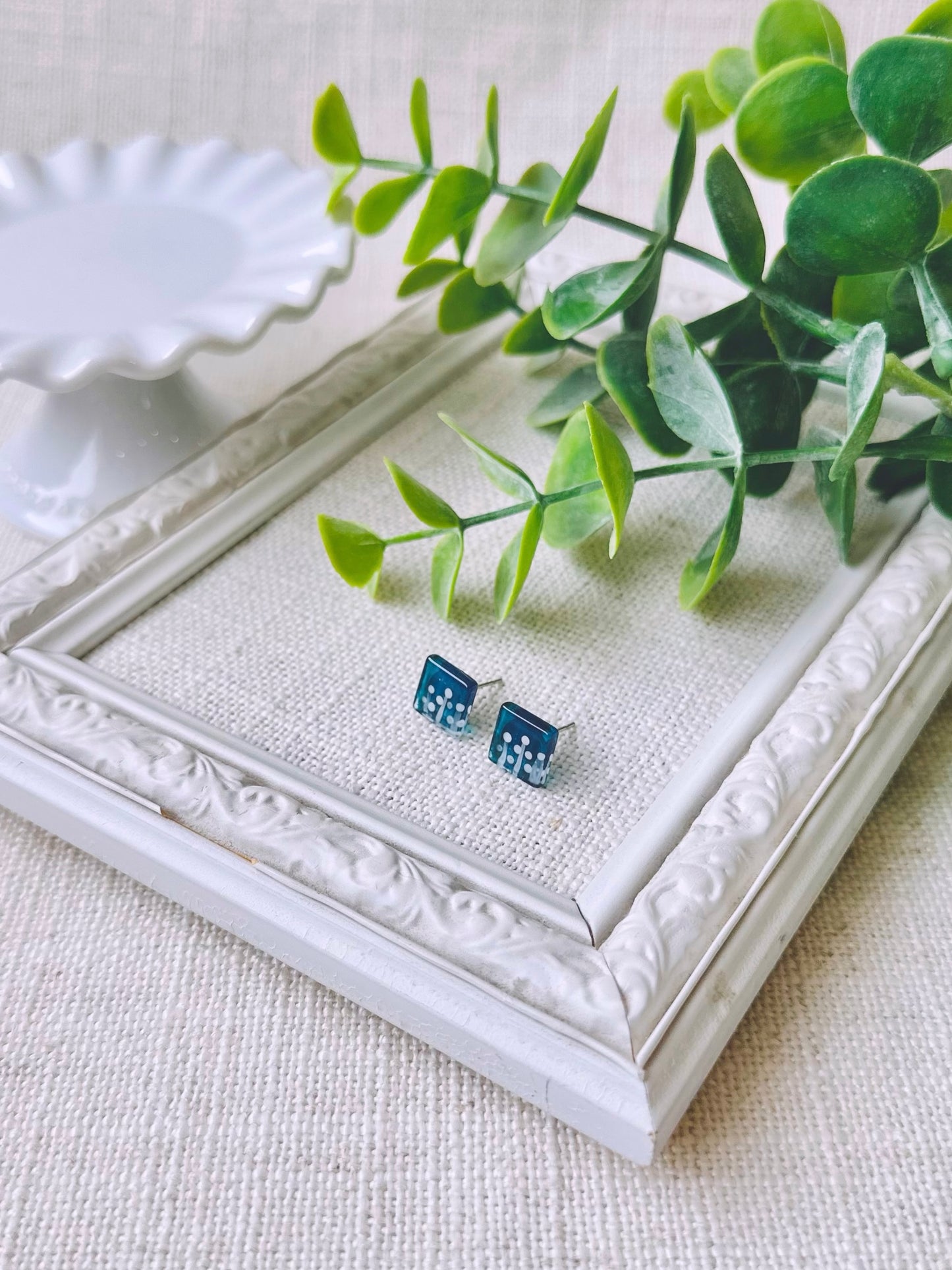 BO - Carrées - Bleu & Pois Blanc