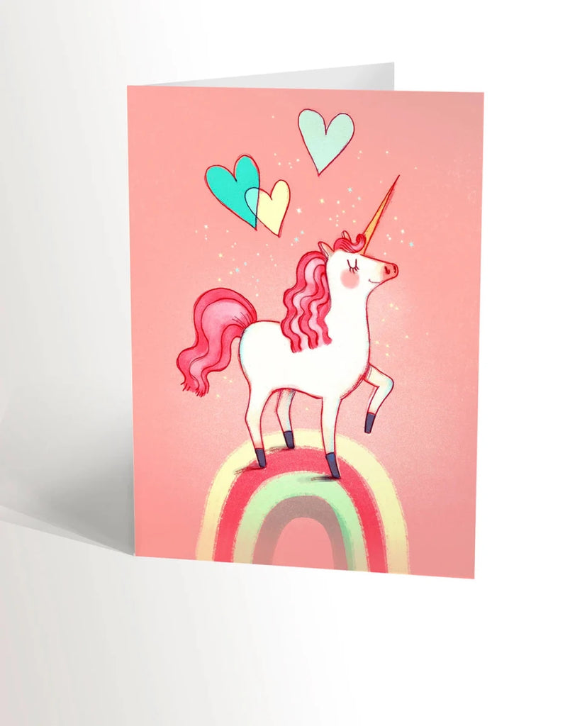 Carte De Souhait - Licorne Aux 3 Coeurs