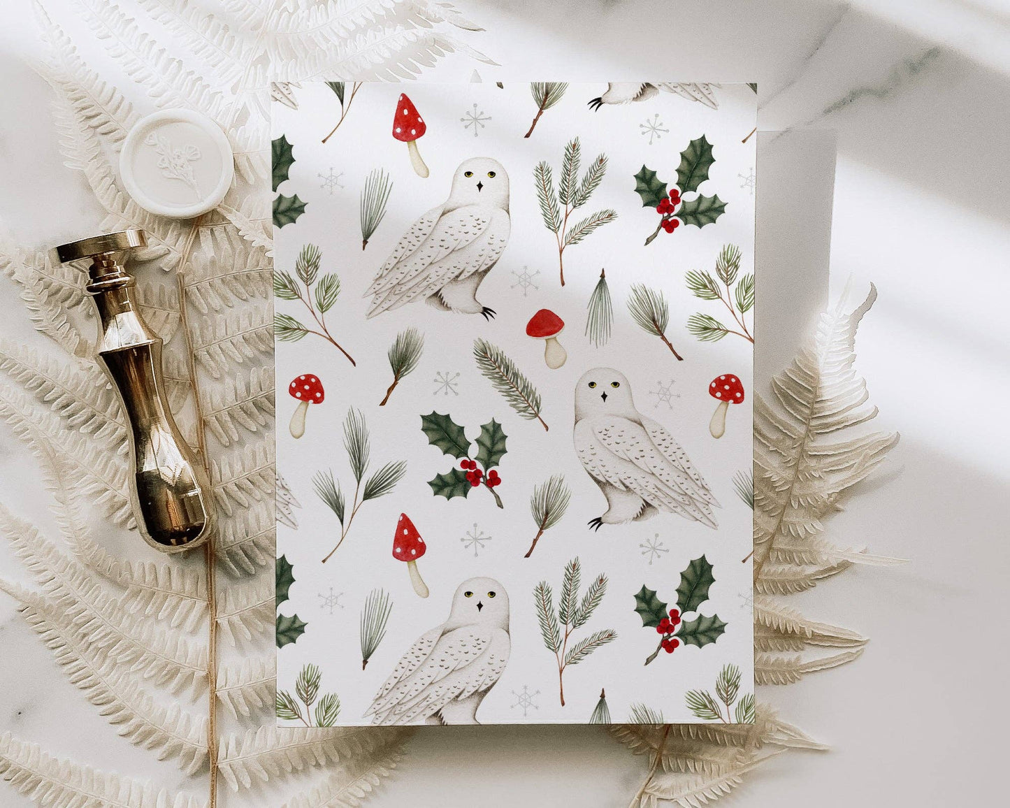 Carte De Noël - Harfang Des Neiges