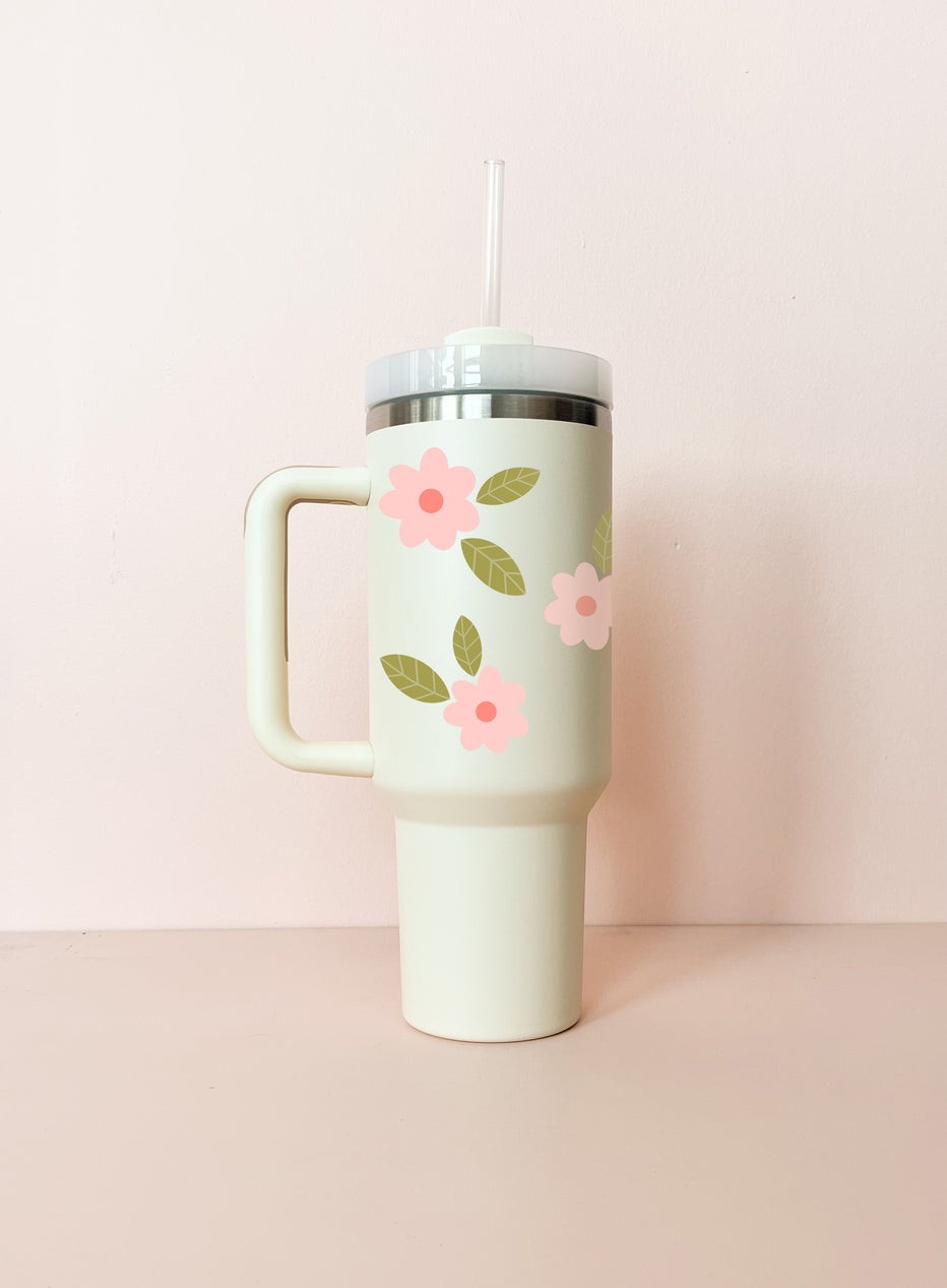 Thermos - Crème - Fleurs