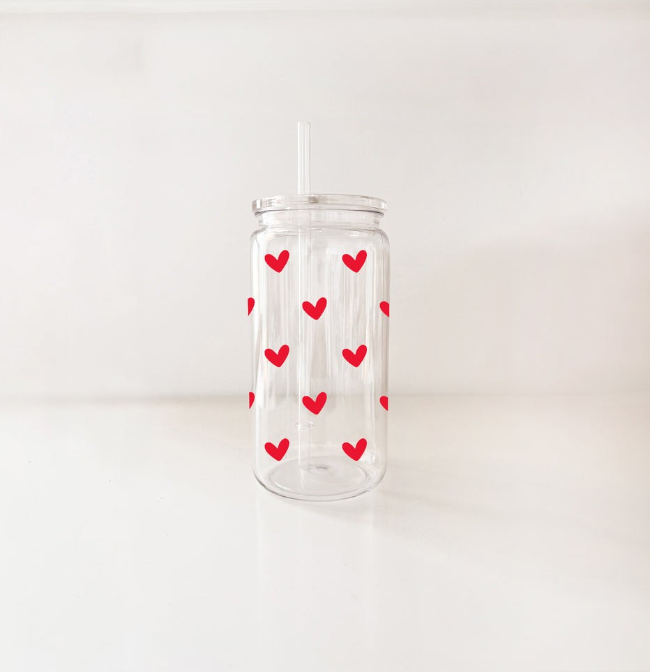 Verre En Plastique - Coeurs Rouges