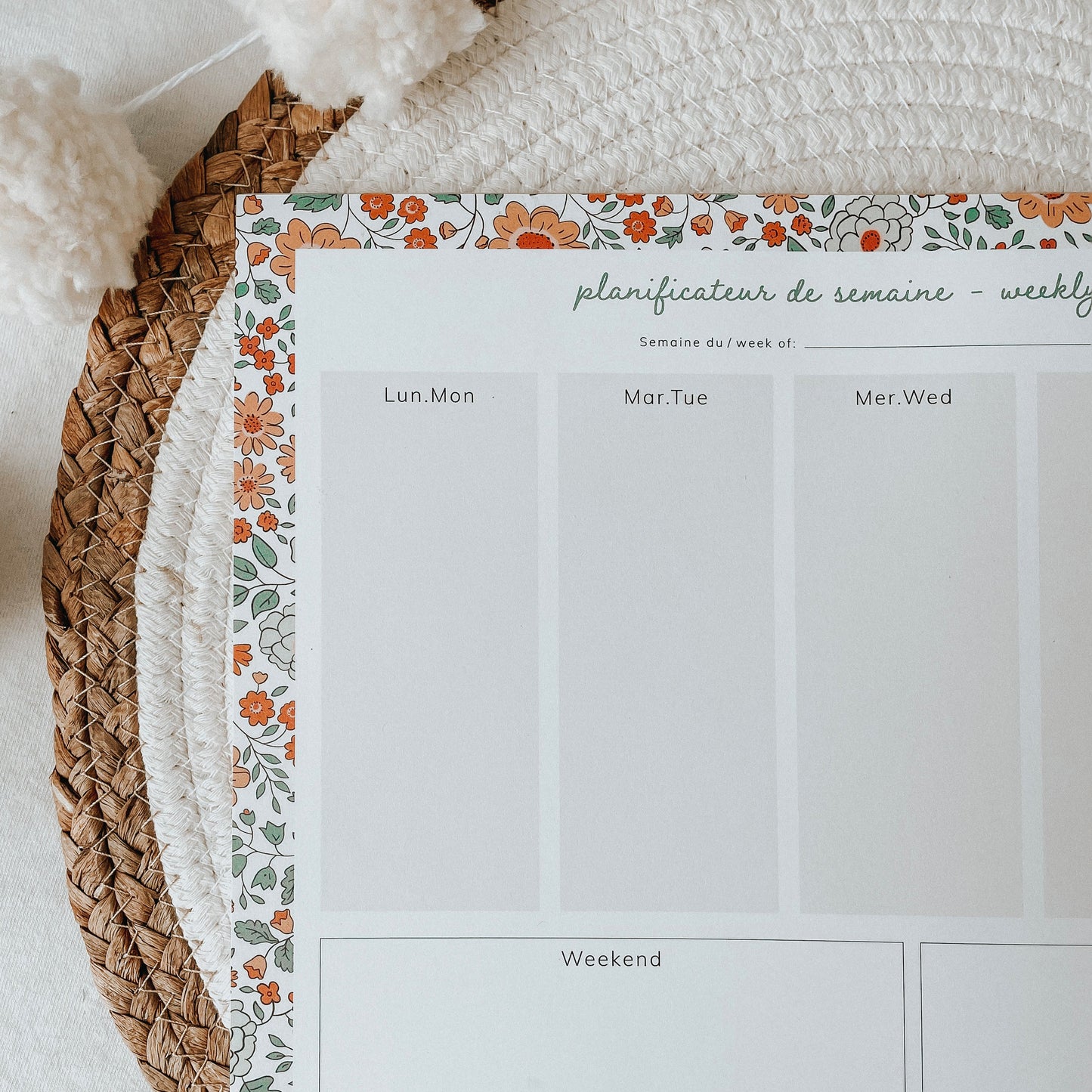 Planificateur De Semaine - Fleurs D’automne