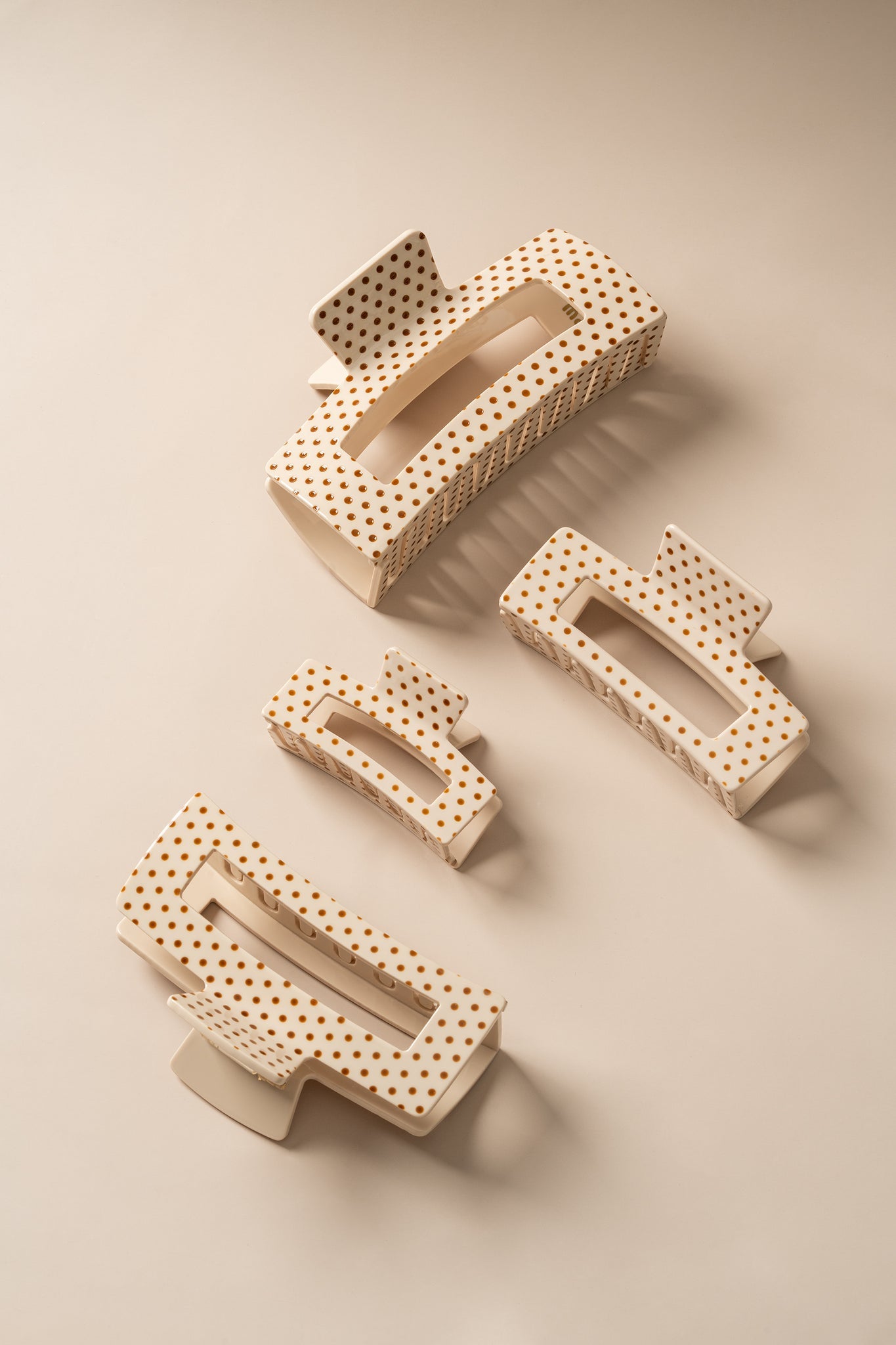 Pince  À Cheveux - Beige Polka Dot