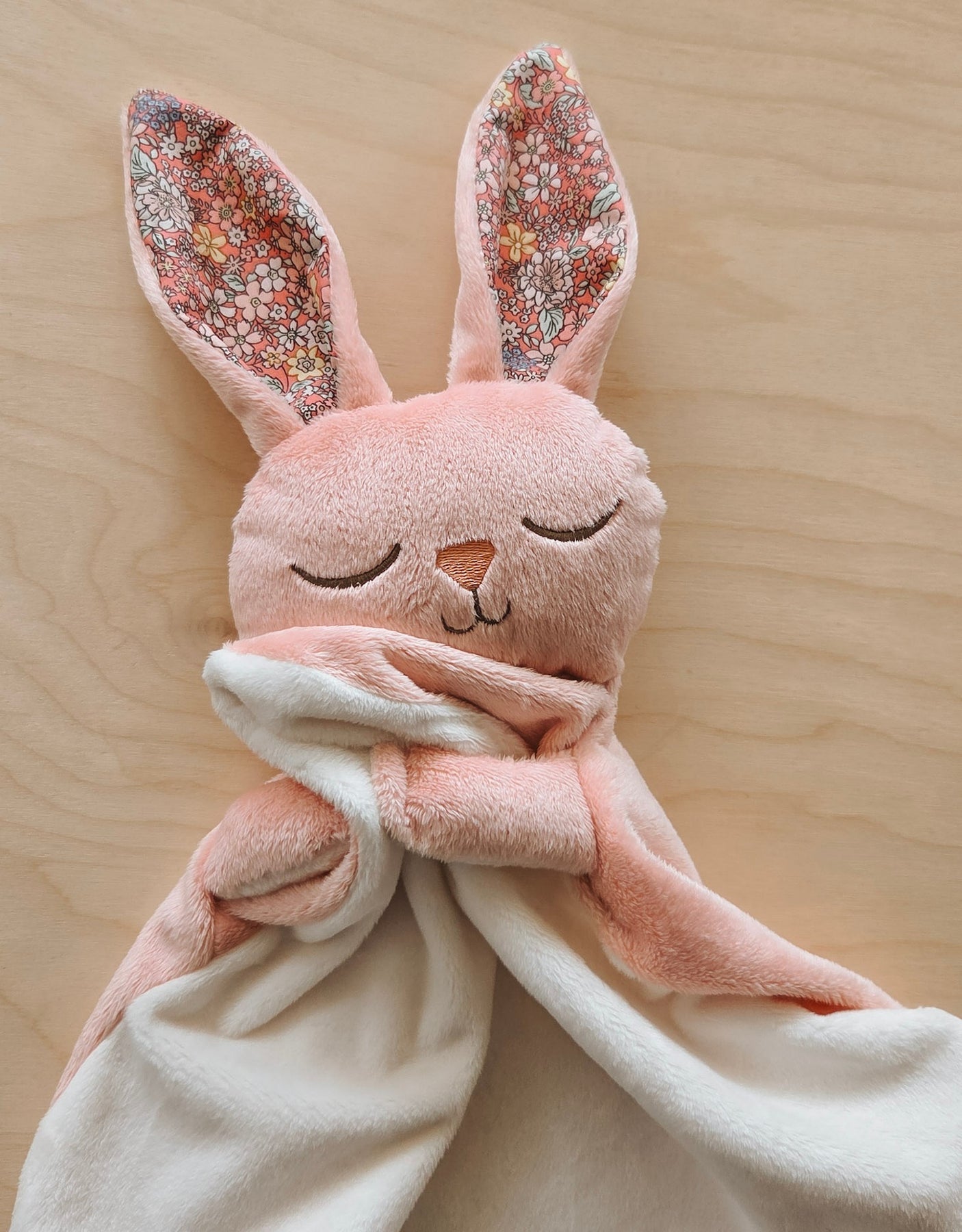 Doudou Lapin - Rose Fleuri