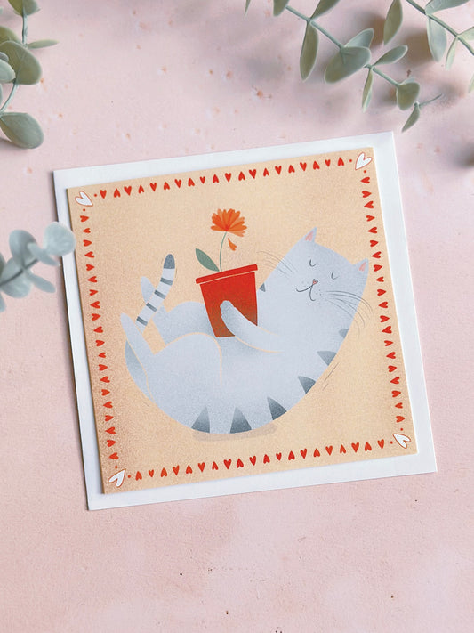 Carte De Souhait - Chat Jardinier