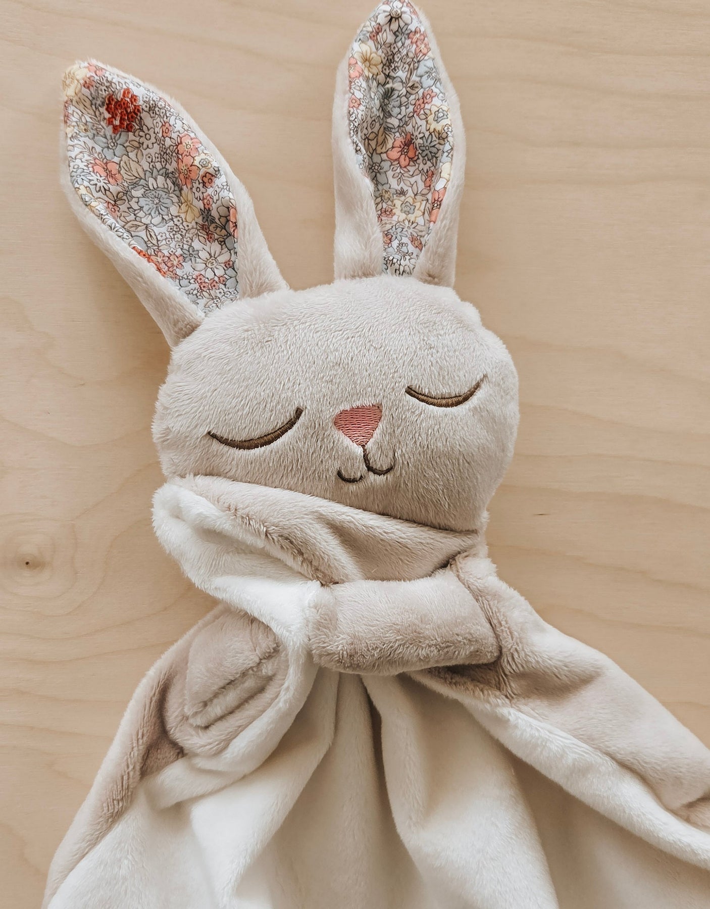 Doudou Lapin - Beige Fleuri