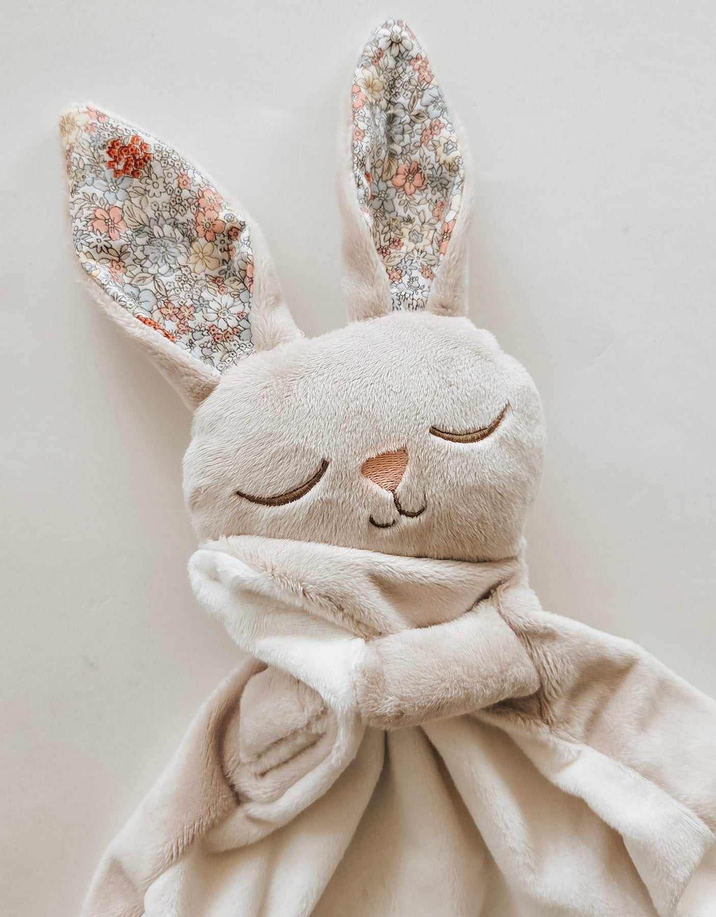 Doudou Lapin - Beige Fleuri