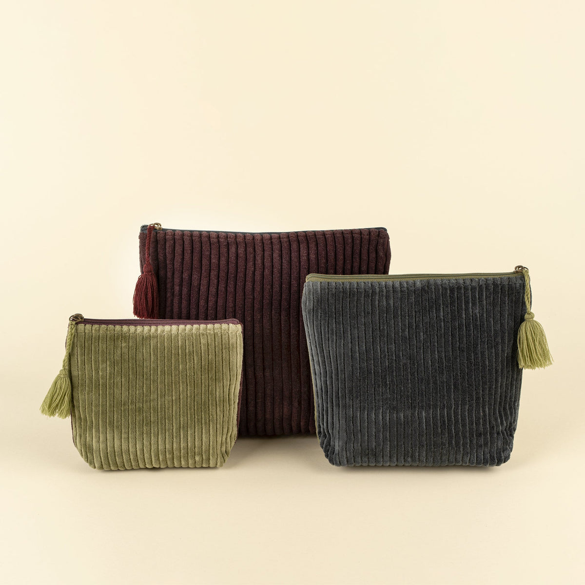 Trousse En Velour - Vert & Bleu Marin