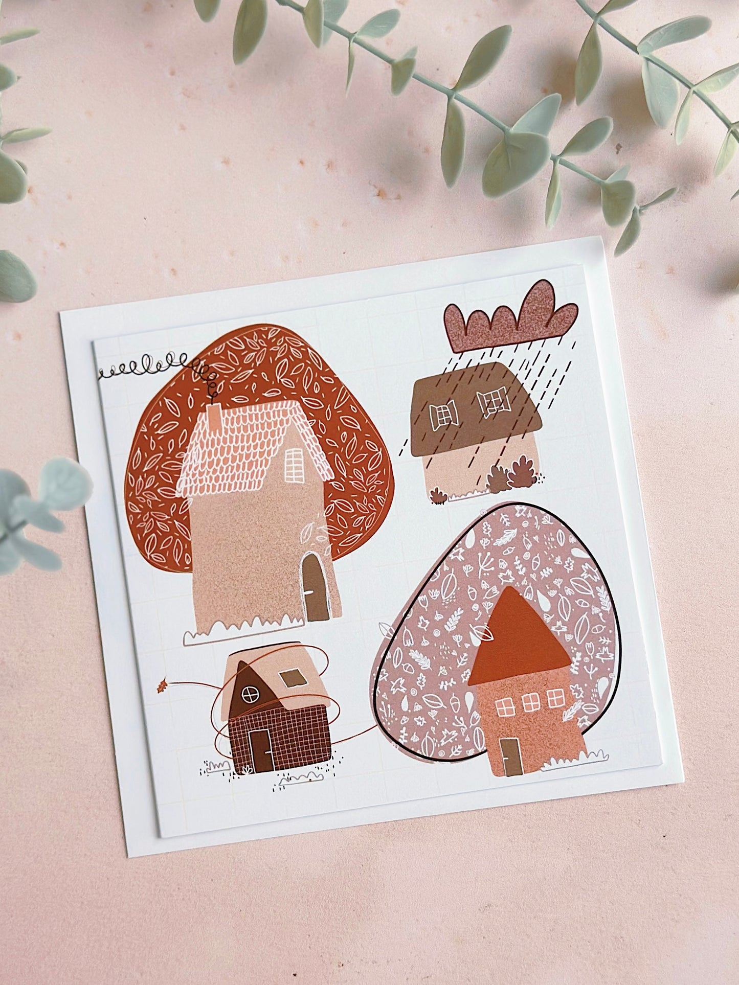 Carte De Souhait - Maisons D’automne