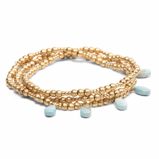 Bracelet 3 En 1 - Howlite Bleue