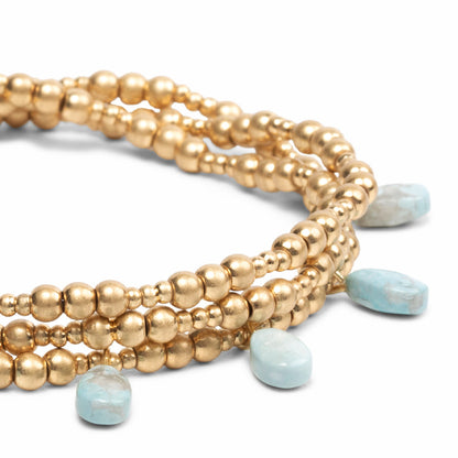 Bracelet 3 En 1 - Howlite Bleue