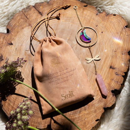Suncatcher - Libellule & Quartz Rose