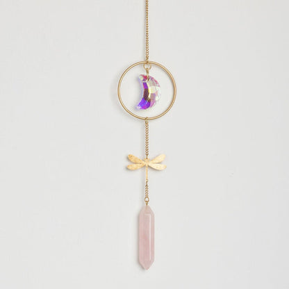 Suncatcher - Libellule & Quartz Rose
