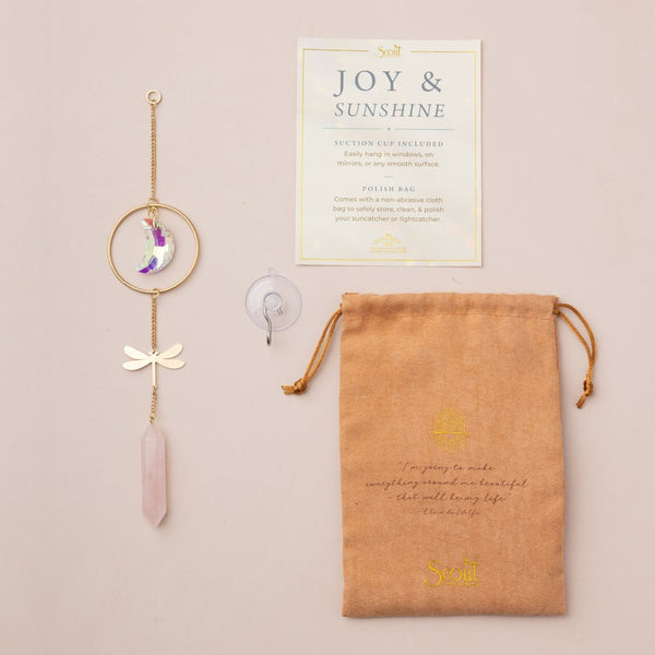 Suncatcher - Libellule & Quartz Rose