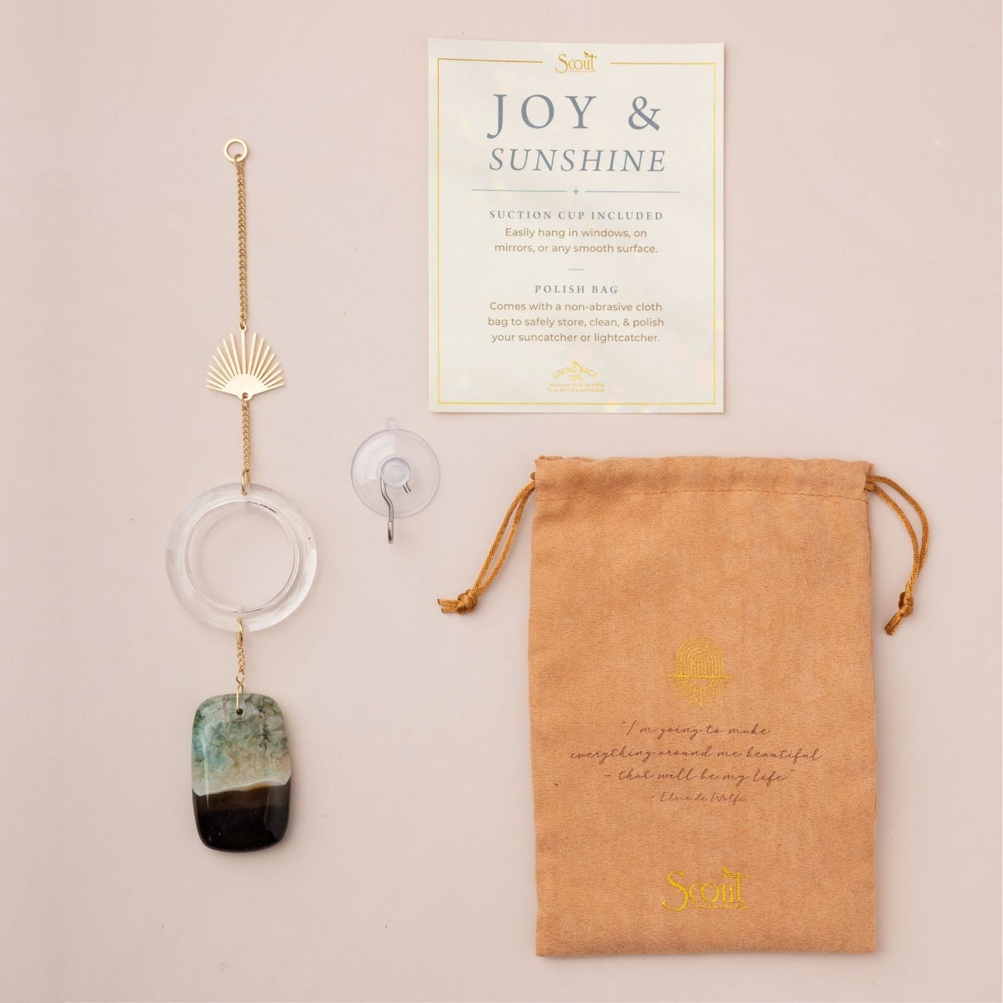 Suncatcher - Rayons & Agate Bleue Et Noire