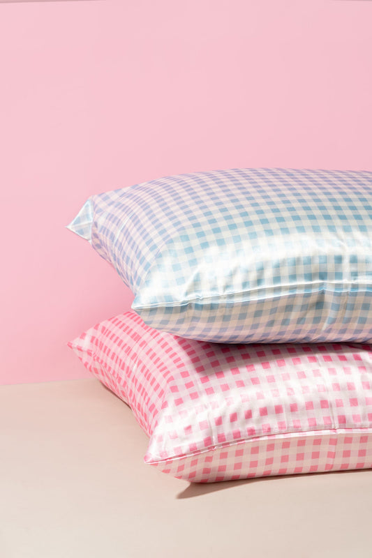 Taie D’Oreiller - Carreautée - Bleue