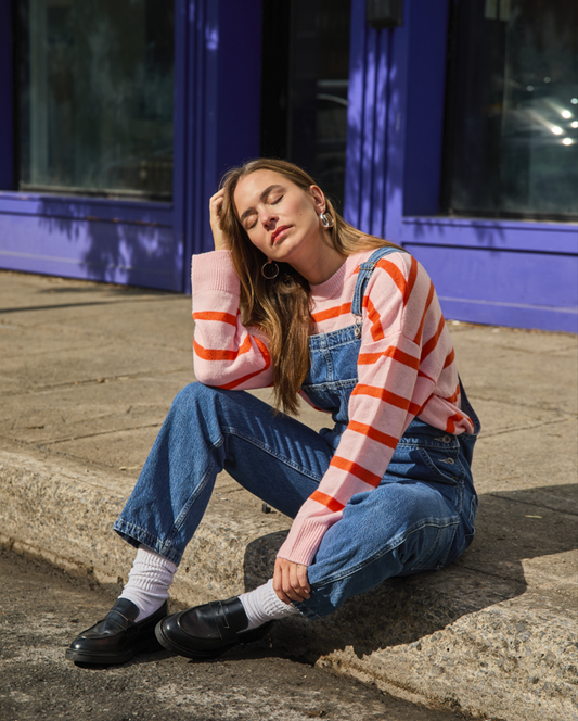 Chandail Evelyn - Rayé Orange & Rose