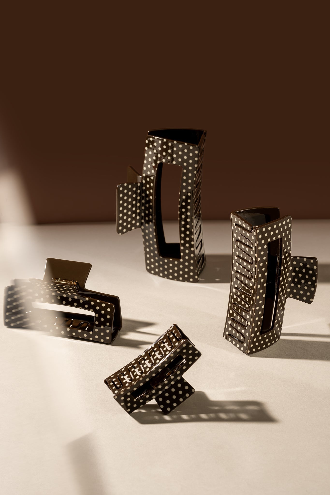 Pince À Cheveux - Brown Polka Dot