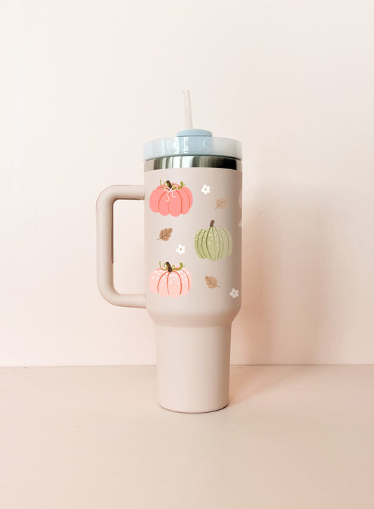 Thermos - Rose Pâle - Citrouilles