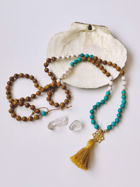 Collier Mala - Turquoise & Jaune