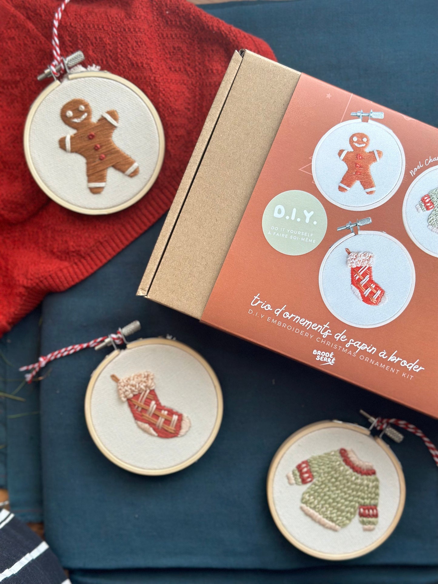 Kit De Broderie D.I.Y. - Trio Noël Champêtre