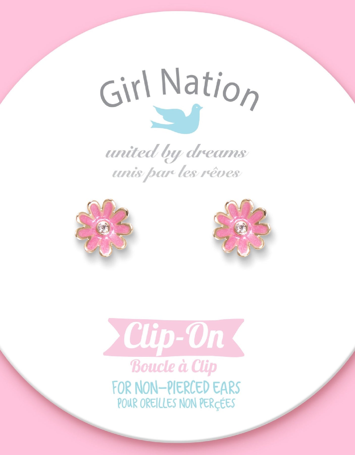 Boucles D'oreilles - Clip - Fleurs Roses