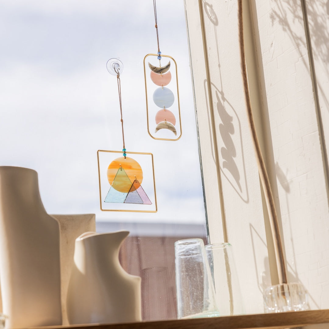 Vitrail - Coucher De Soleil Montagneux