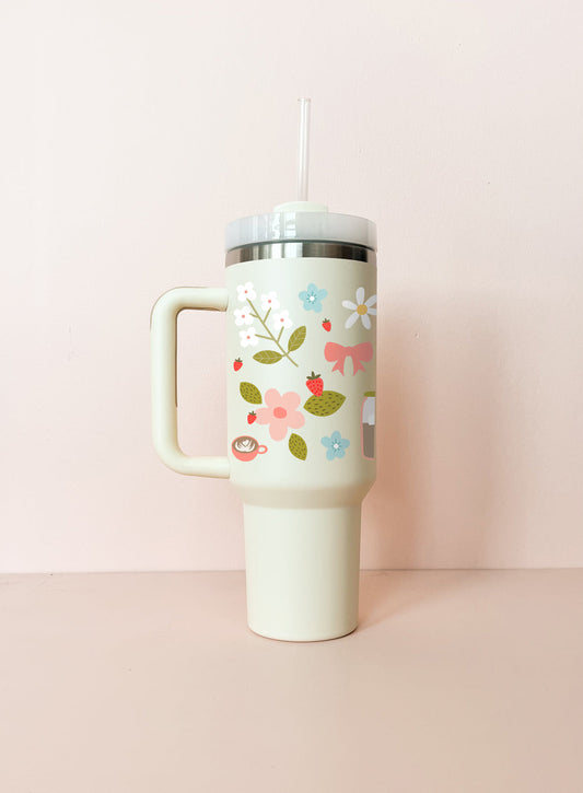 Thermos - Crème - Fleurs & Café
