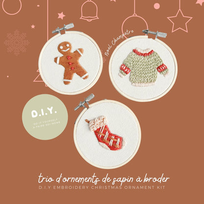 Kit De Broderie D.I.Y. - Trio Noël Champêtre