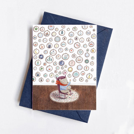 Carte De Souhait - Souris Broderie