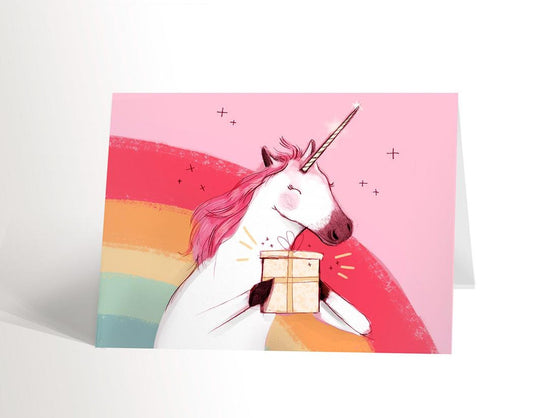 Carte De Souhait - Rose Licorne