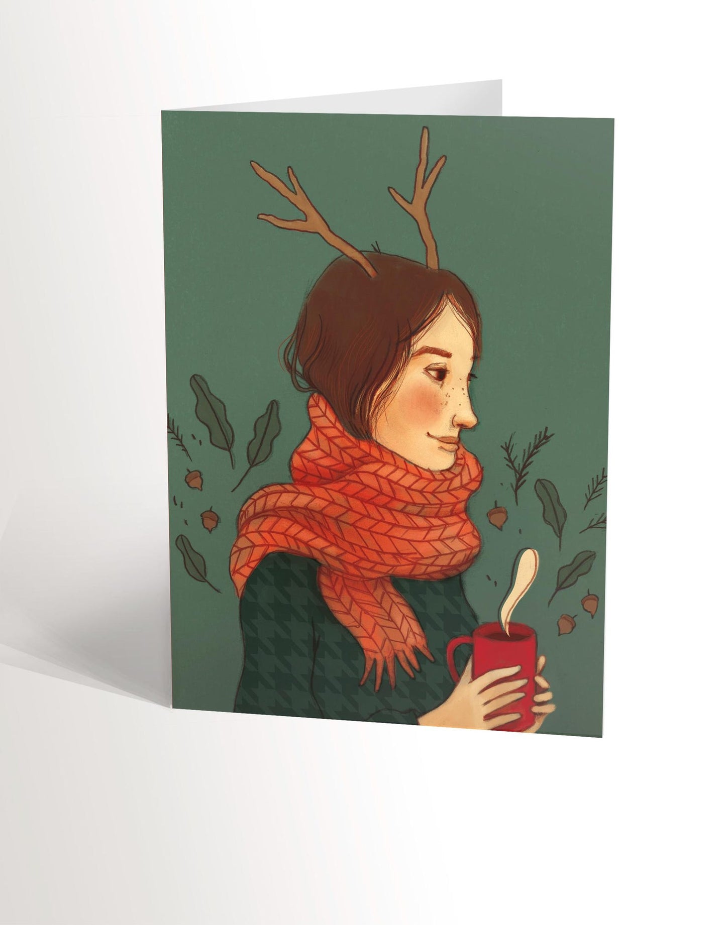 Carte De Noël - Femme Au Café