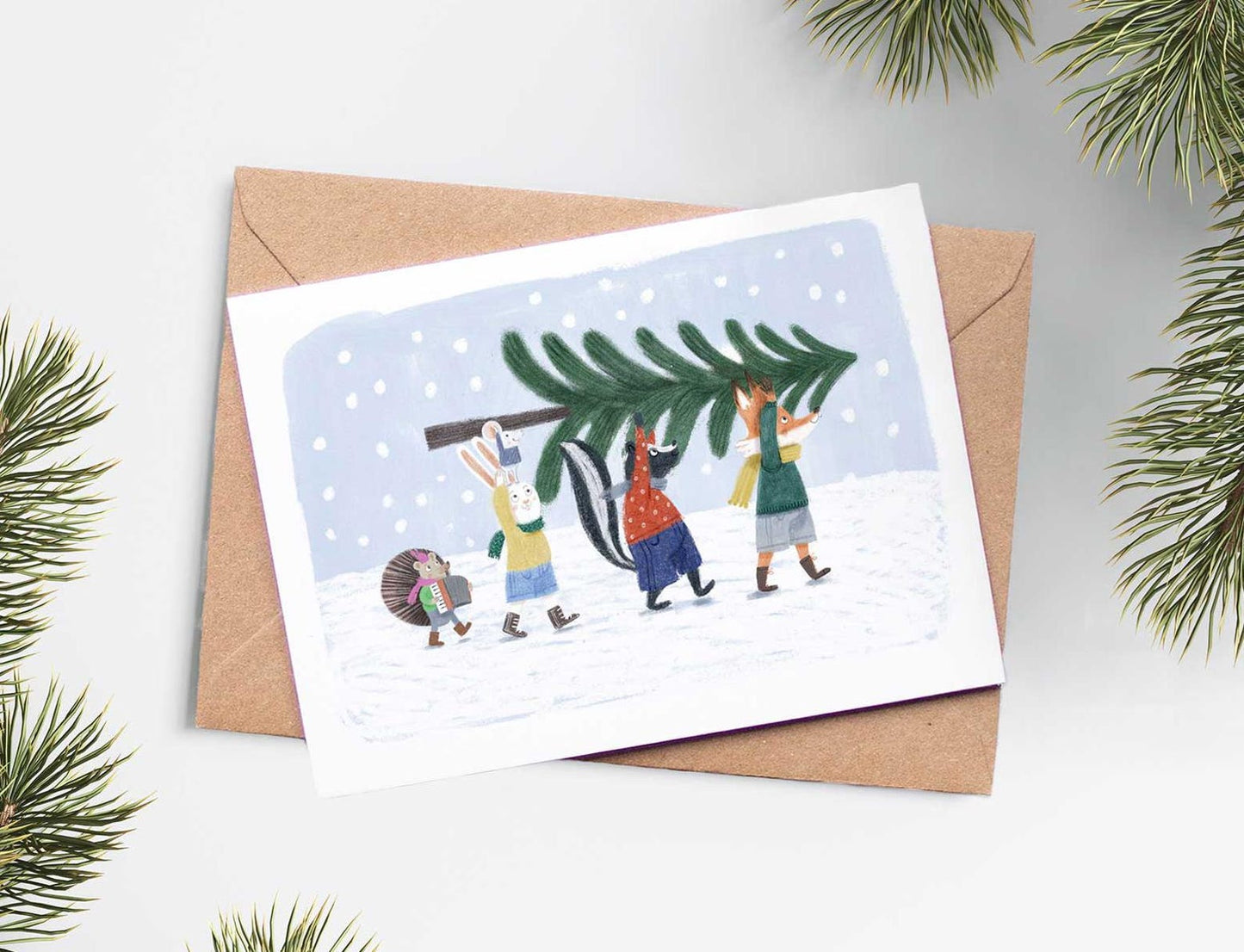 Carte De Noël - Marche Hivernale