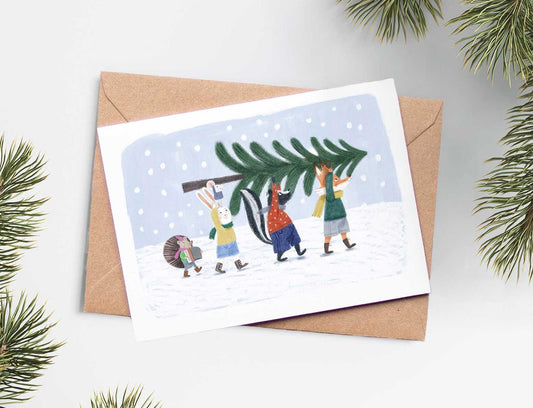 Carte De Noël - Marche Hivernale