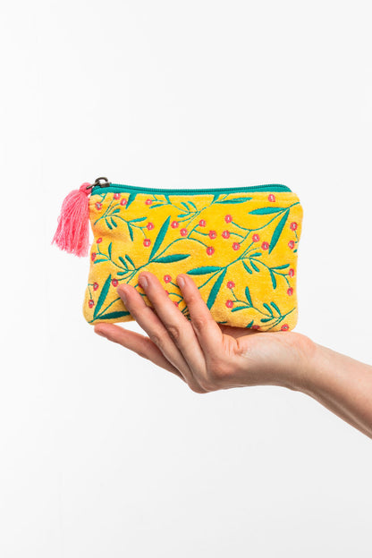 Trousse - Velour Floral Jaune