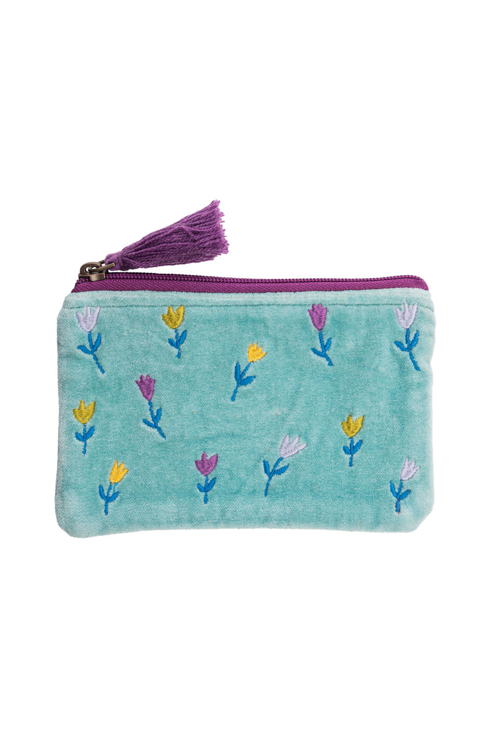 Trousse - Velour Floral Bleu