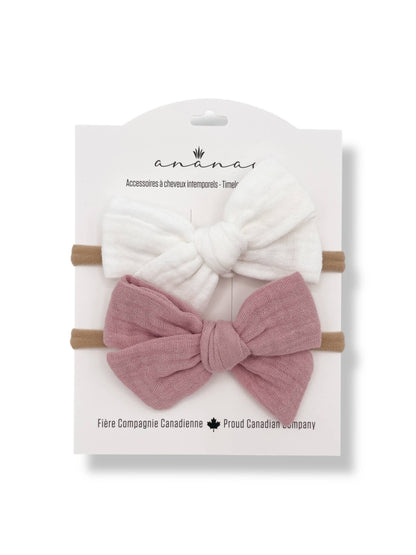 Bandeau En Mousseline - Blanc & Rose