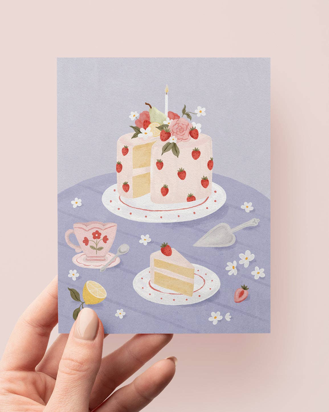 Carte De Souhait - Gâteau Aux Fraises