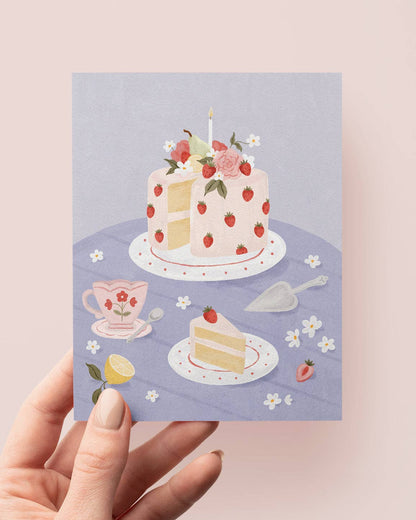Carte De Souhait - Gâteau Aux Fraises