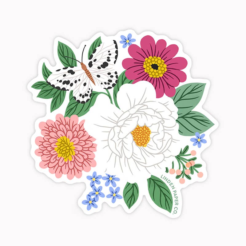 Autocollant - Papillon Floral