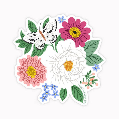 Autocollant - Papillon Floral