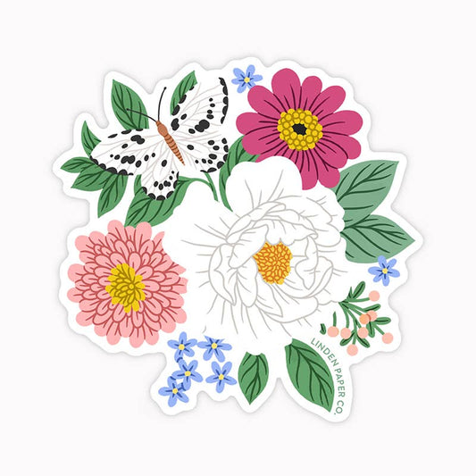 Autocollant - Papillon Floral