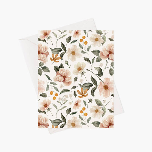 Carte De Souhait - Roses Et Fleurs Ocres