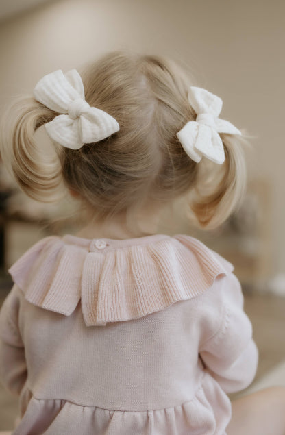 Bandeau En Mousseline - Blanc & Rose