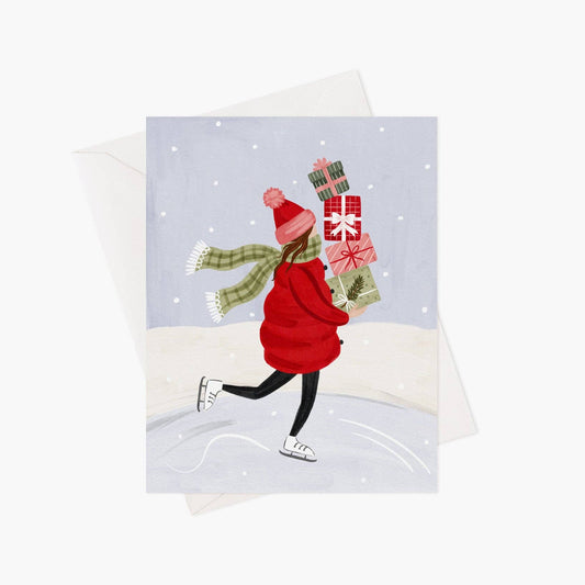 Carte de Noël - Patineuse