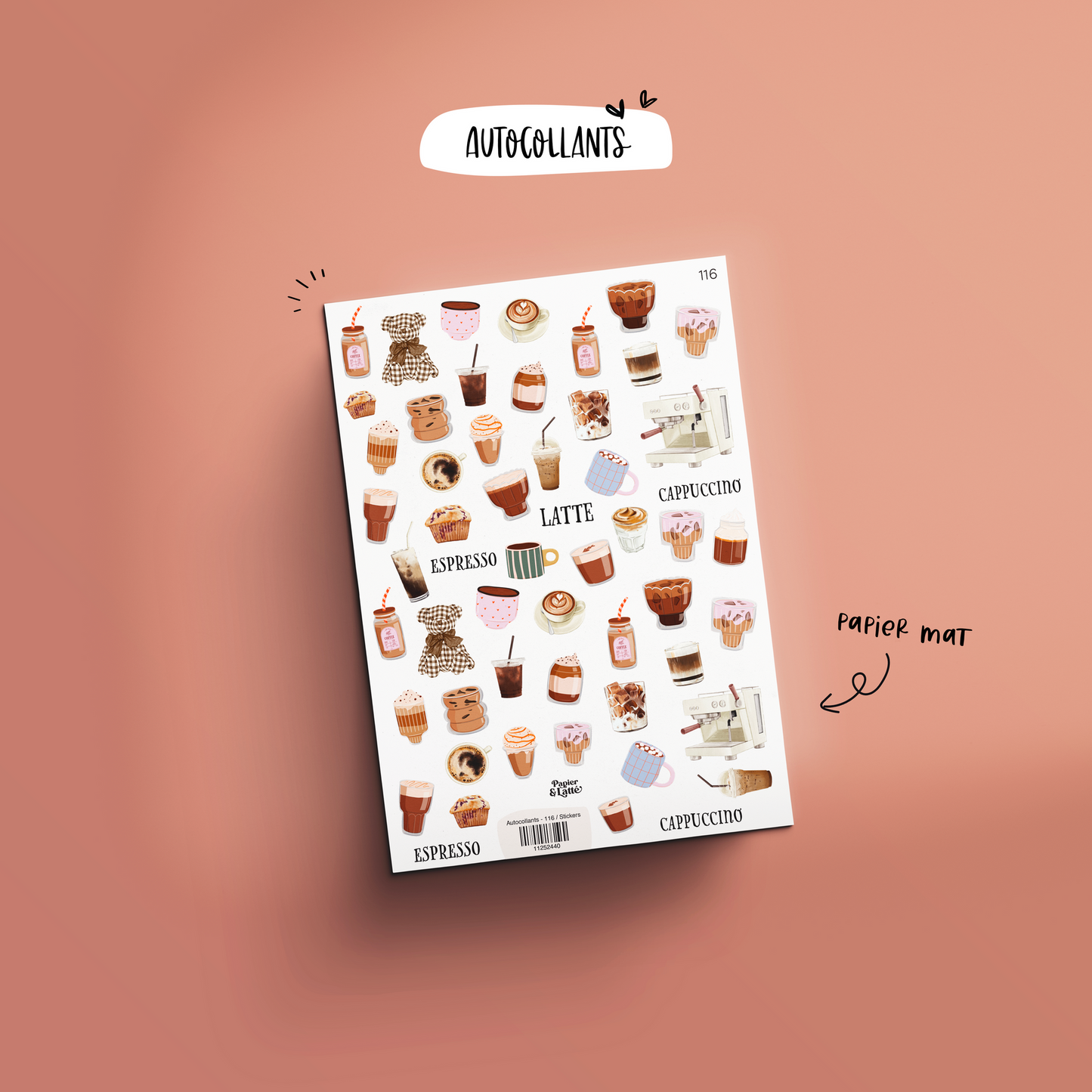 Autocollants - Espresso, Latté, Cappuccino