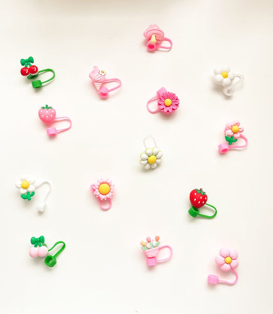 Capuchon Pour Paille - Fraise Rose